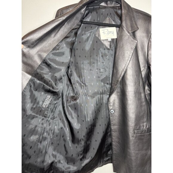 Remy Leather Jacket Women Black Lined Soft Blazer Vtg Y2K Made In USA Small - Picture 10 of 13